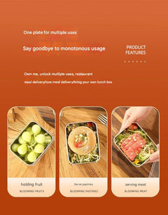 Minimalist stainless steel food box for picnics