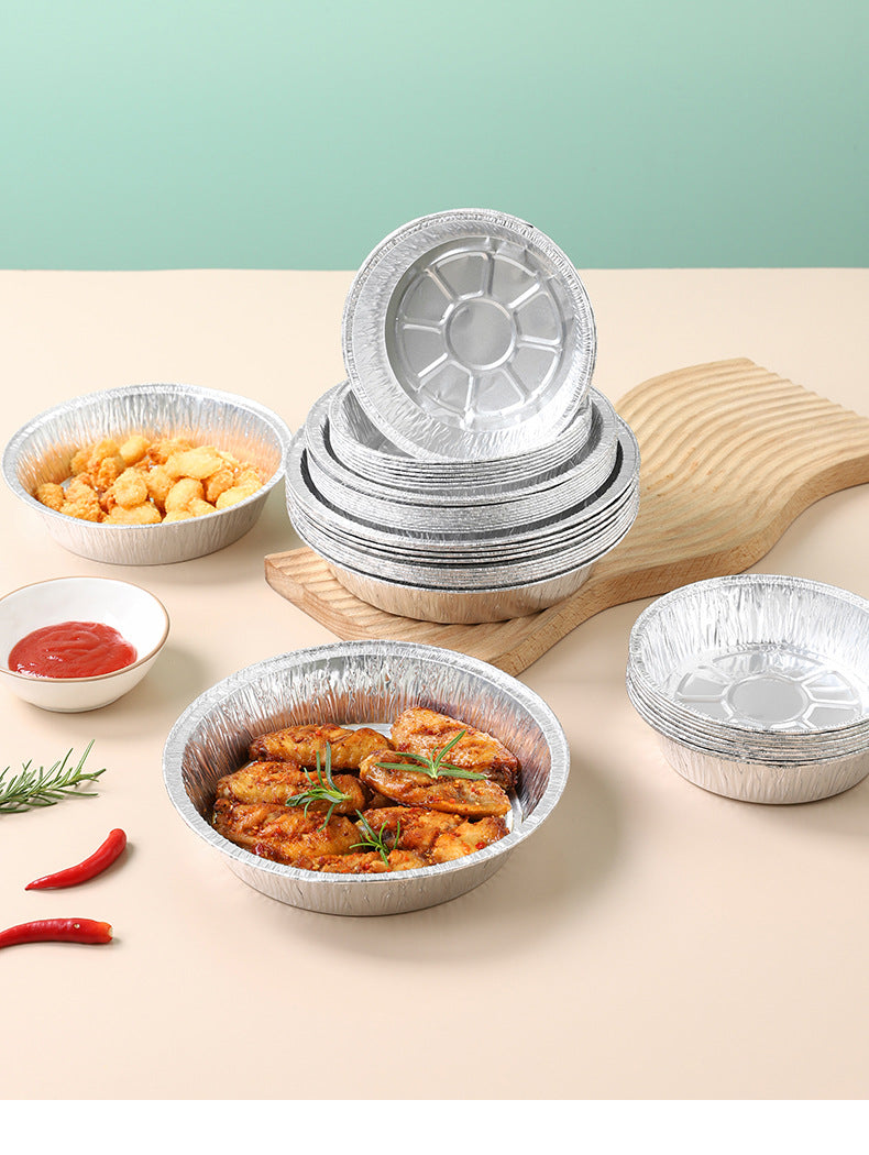 close-up of disposable foil baking pan