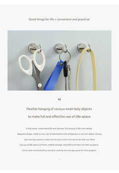 Strong magnet hooks displayed on a refrigerator