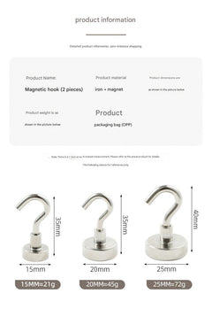 Set of two magnetic hooks in packaging