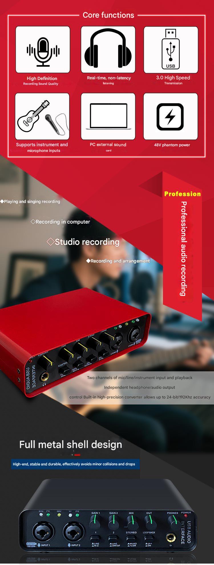 Recording session with audio interface