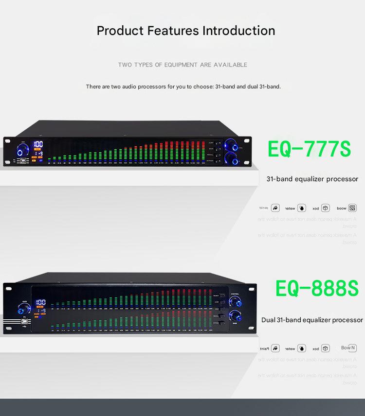 Close-up of audio equalizer controls