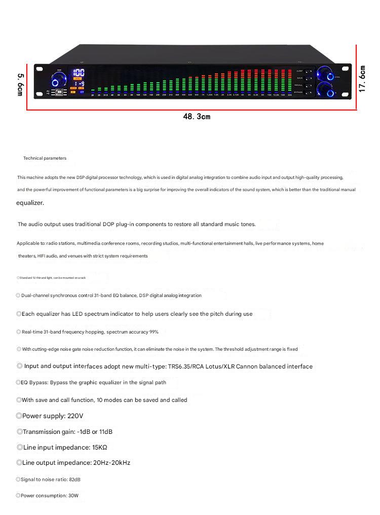Back view of audio equalizer panel