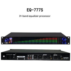 Close-up of audio equalizer controls