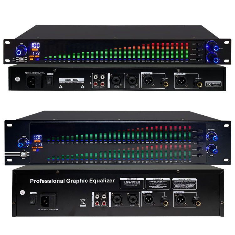 Back view of audio equalizer panel
