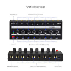 4-channel headphone amplifier on a desk