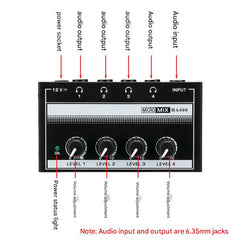 4-channel headphone amplifier with headphones connected