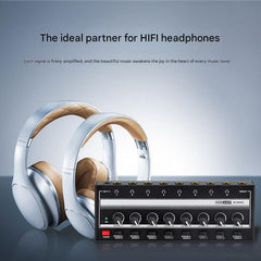 4-channel headphone amplifier with headphones connected