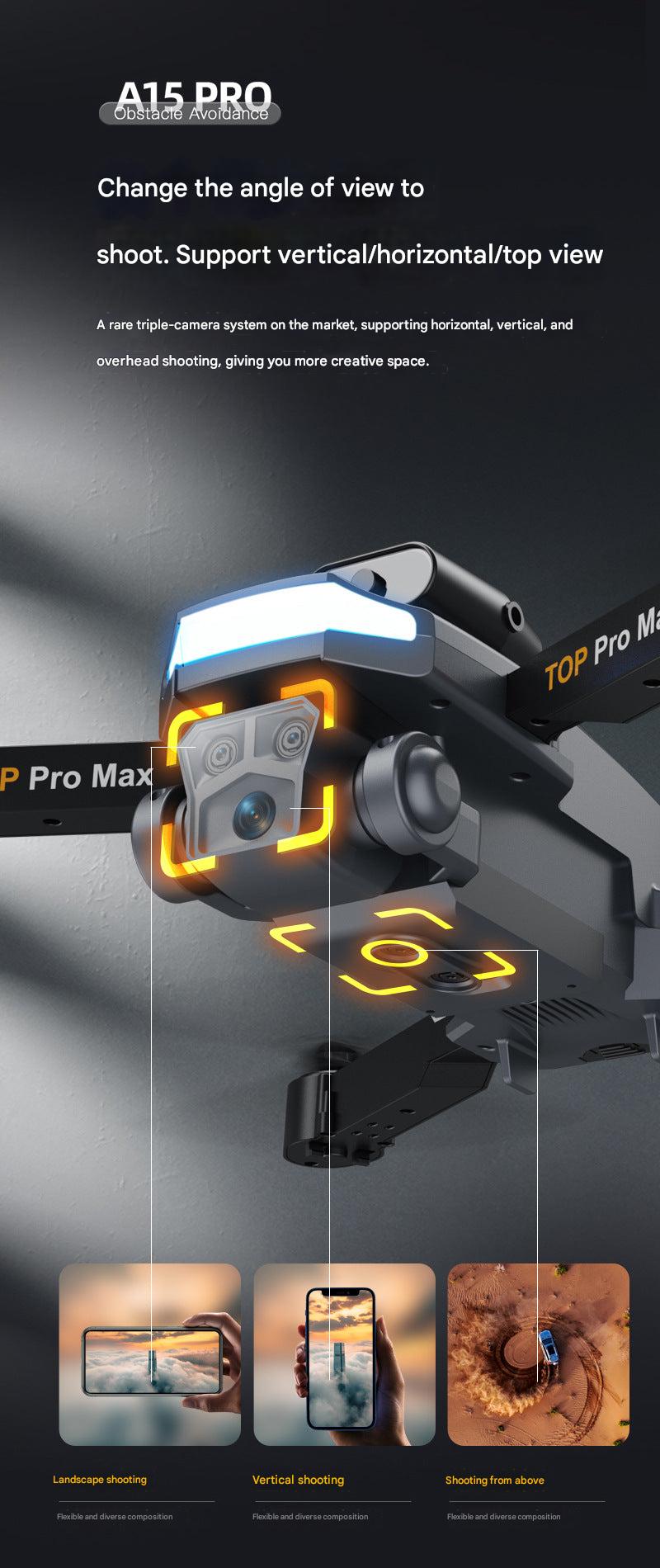 A15 drone showcasing its smart obstacle avoidance
