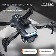 Close-up of the A15 drone remote control interface