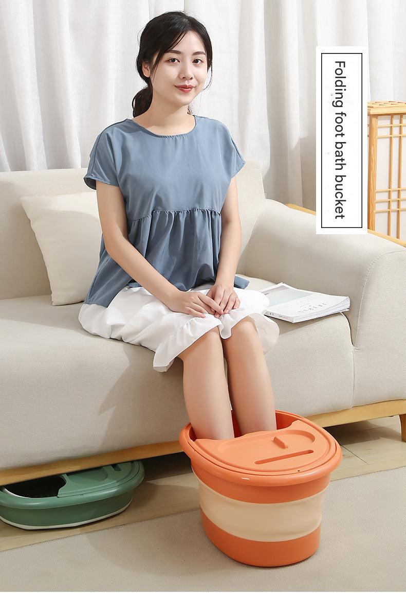 Folding foot soaking bucket in cream colour