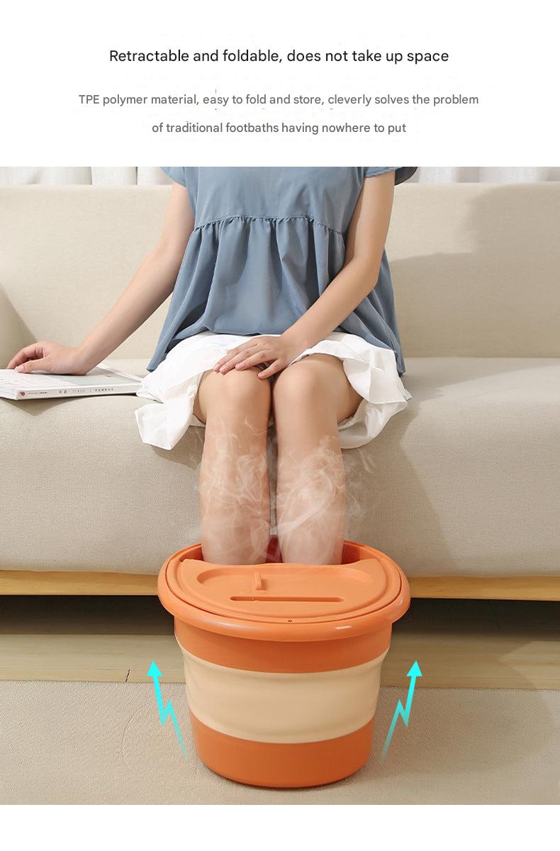Folding foot soaking bucket in blue colour