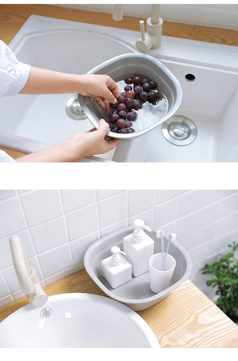 Close-up of multi-size plastic bowl options