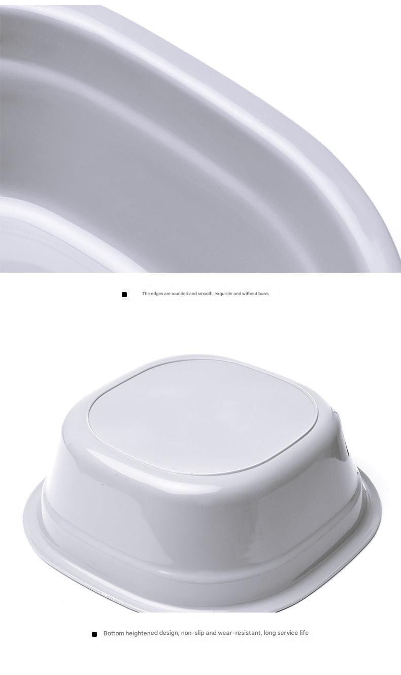 Lightweight plastic bowl being held in hand