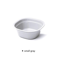 Close-up of multi-size plastic bowl options