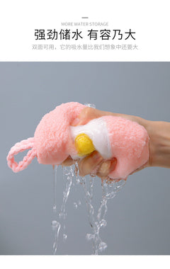 Cute grey coral fleece towel folded decoratively