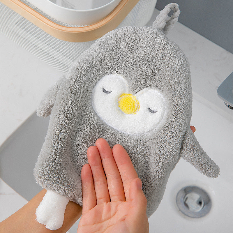 Cute grey coral fleece towel folded decoratively