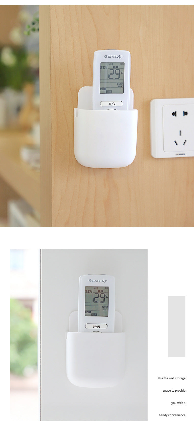 Smart wall-mounted remote control holder - White