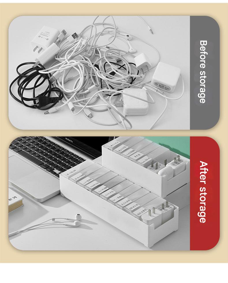 Compact desktop cable management box front view