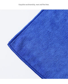 Blue microfiber cleaning cloth on kitchen countertop
