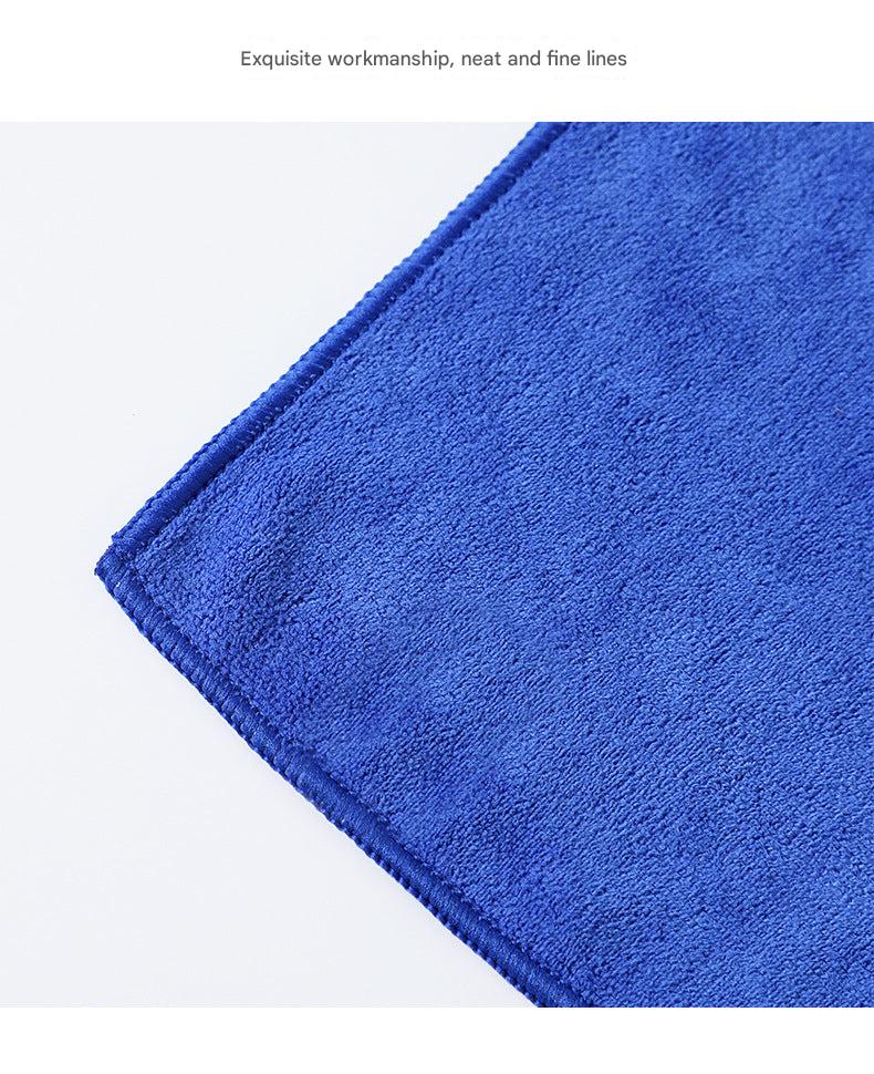 Blue microfiber cleaning cloth on kitchen countertop