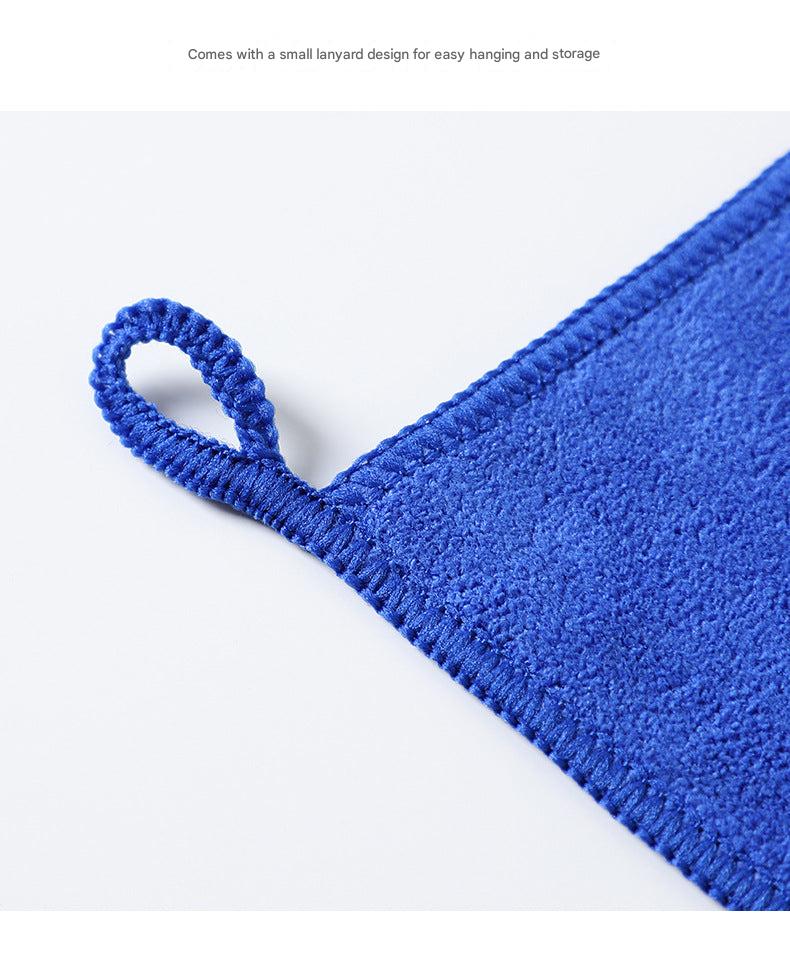 Purple microfiber cleaning cloth with cleaning supplies