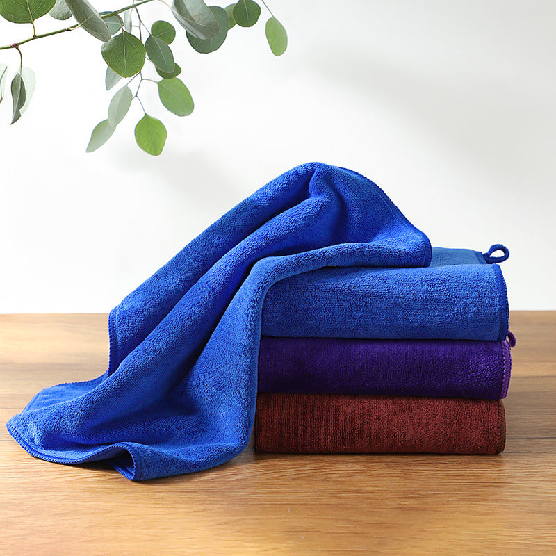 Blue microfiber cleaning cloth on kitchen countertop