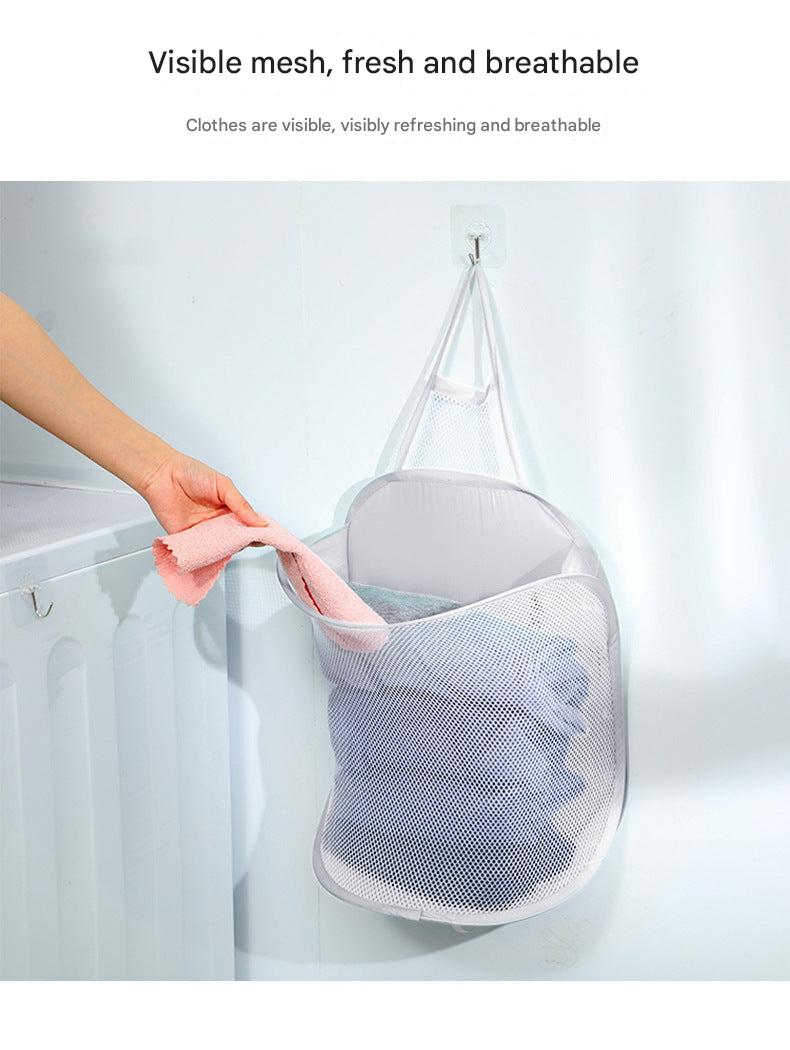 gray and white foldable laundry basket