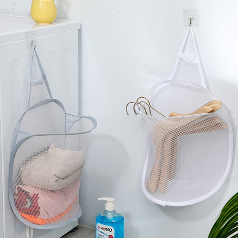 gray and white foldable laundry basket