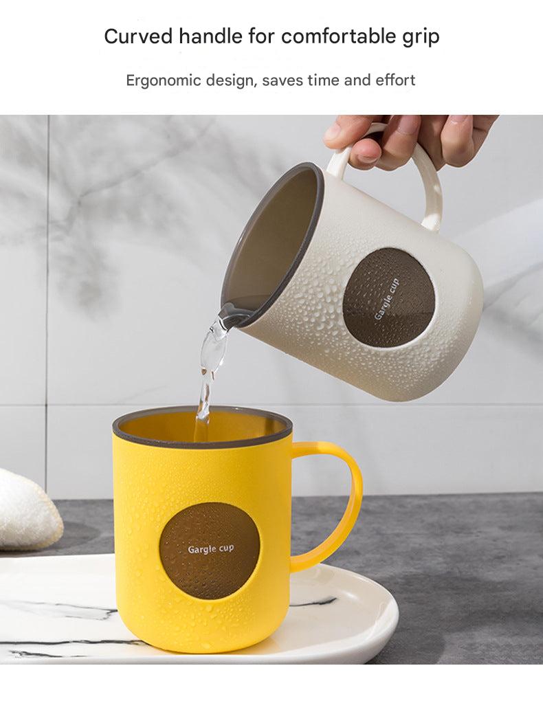 Toothbrush holder placed on bathroom countertop