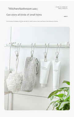 Close-up of modern stainless steel hooks