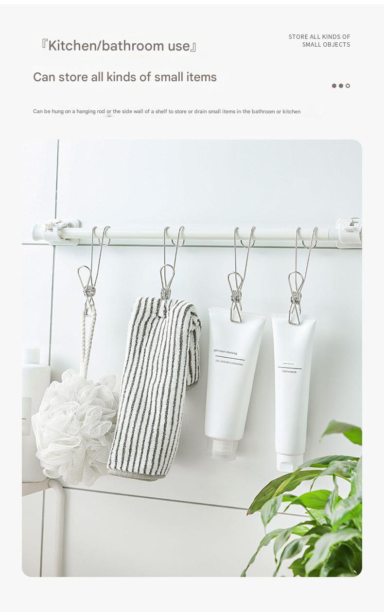 Close-up of modern stainless steel hooks
