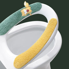 yellow plush toilet seat cover displayed