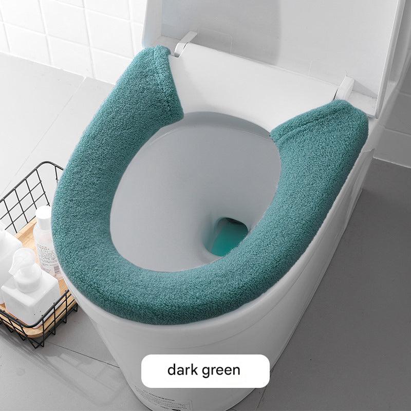 Deep green button design toilet seat cover