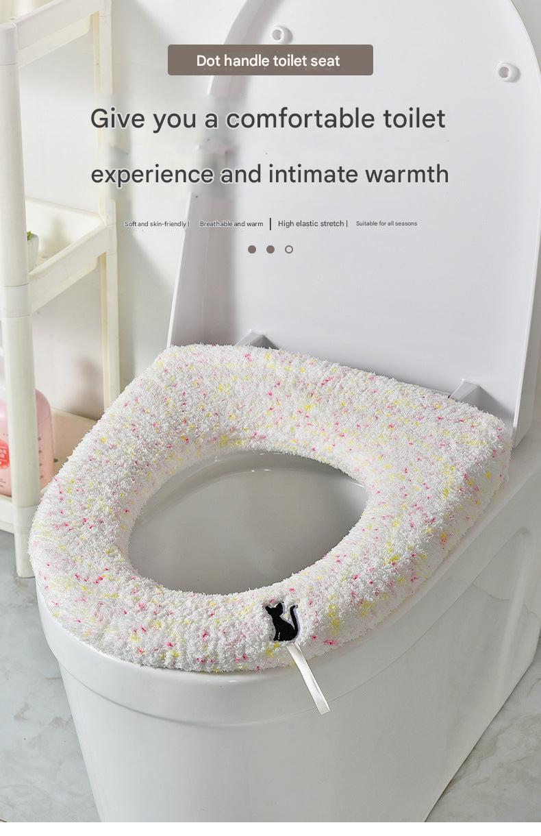 Plush toilet seat cover for winter comfort
