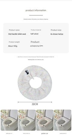Cozy toilet seat cover in gold powder cat design