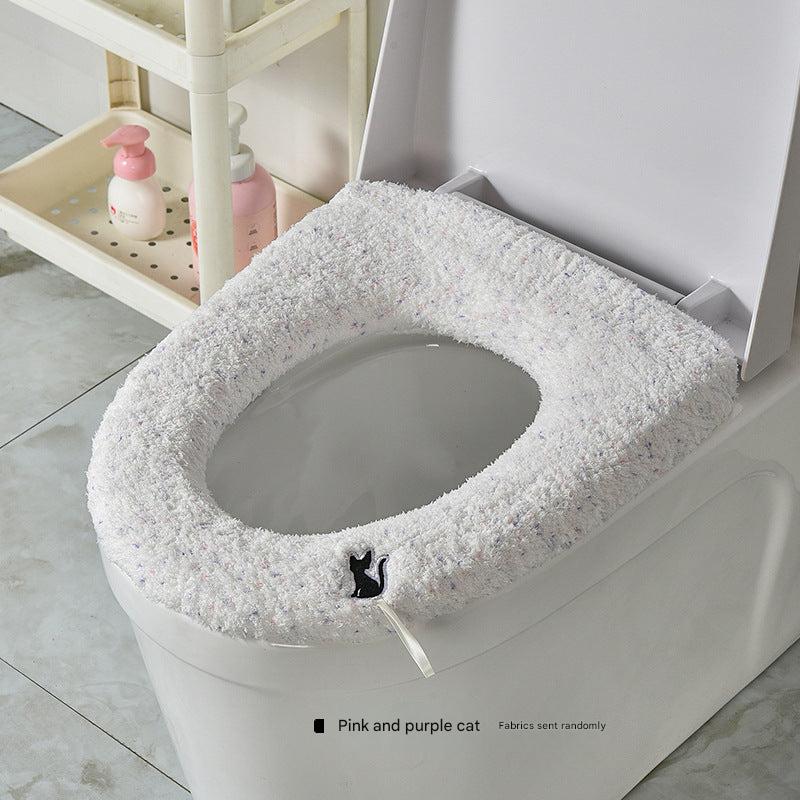 Plush toilet seat cover for winter comfort