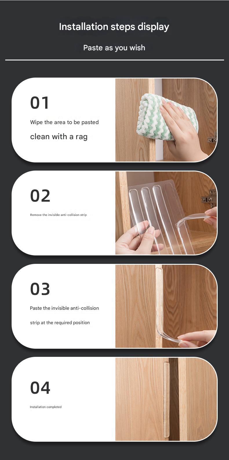 Range of silicone bumpers on door edge