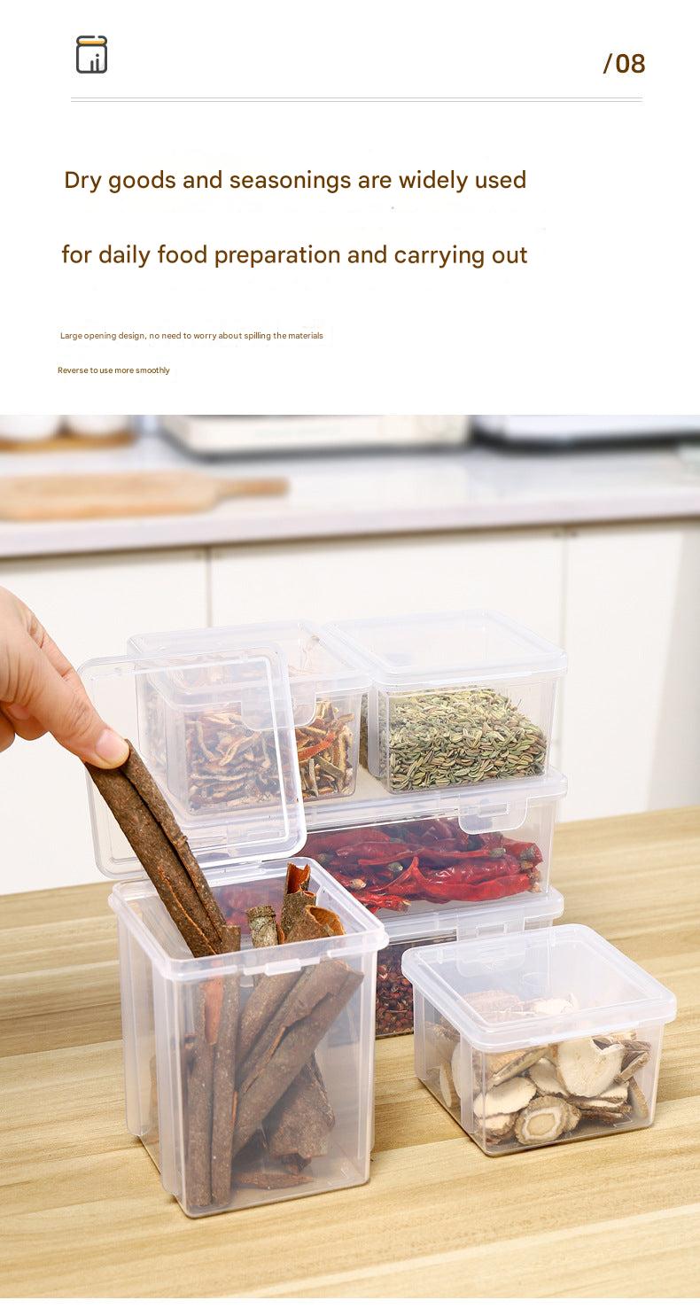 Spices neatly organised in modern containers