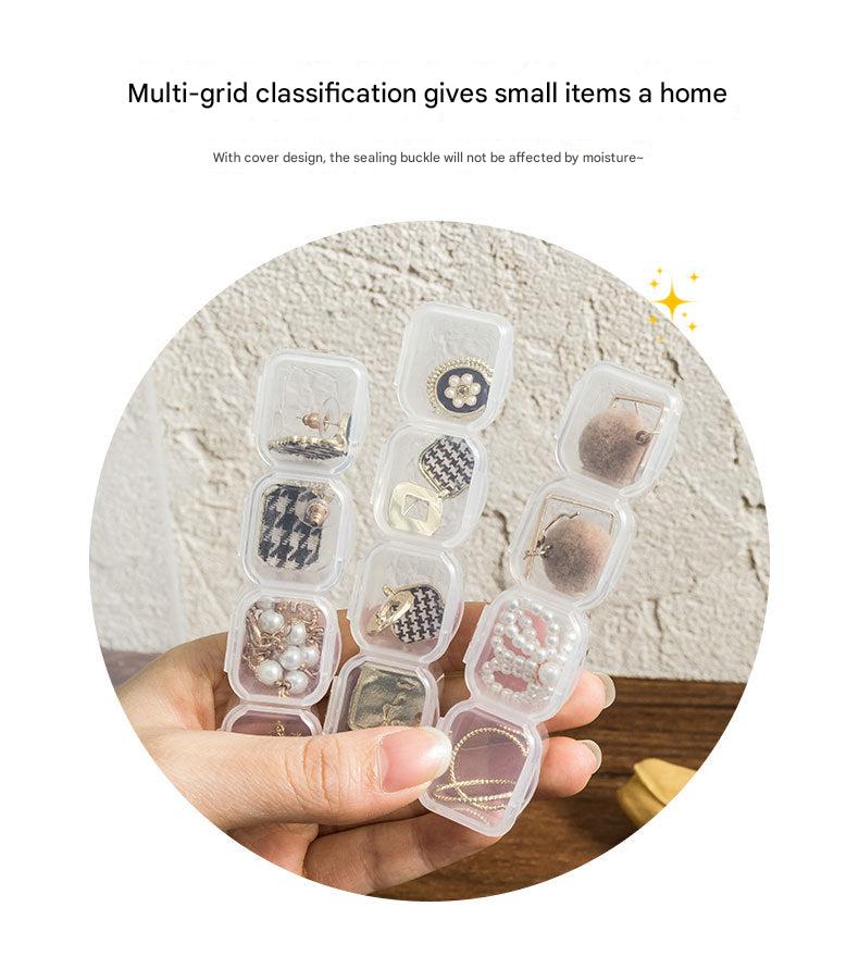close up view of nail art storage box compartments