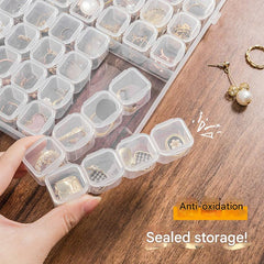 close up view of nail art storage box compartments