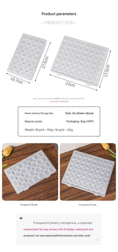 neatly arranged small items in compartment box