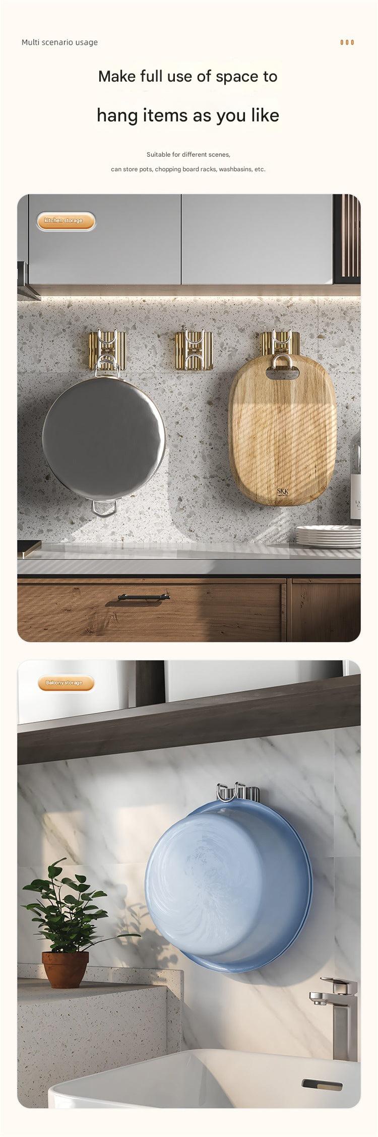 Space-saving design of bathroom wall hook displayed