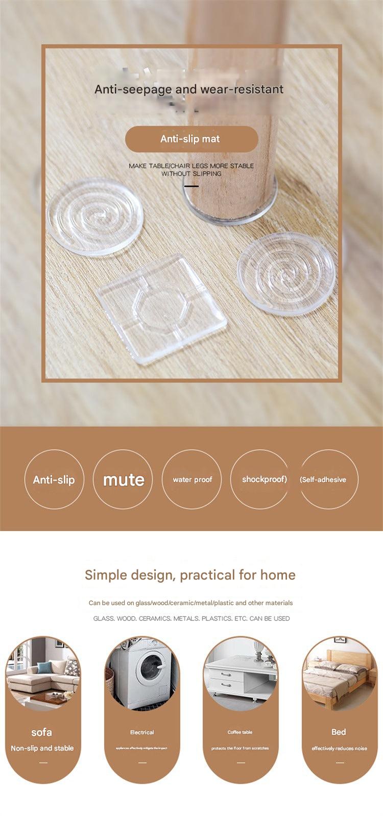 Transparent furniture leg pads for stability