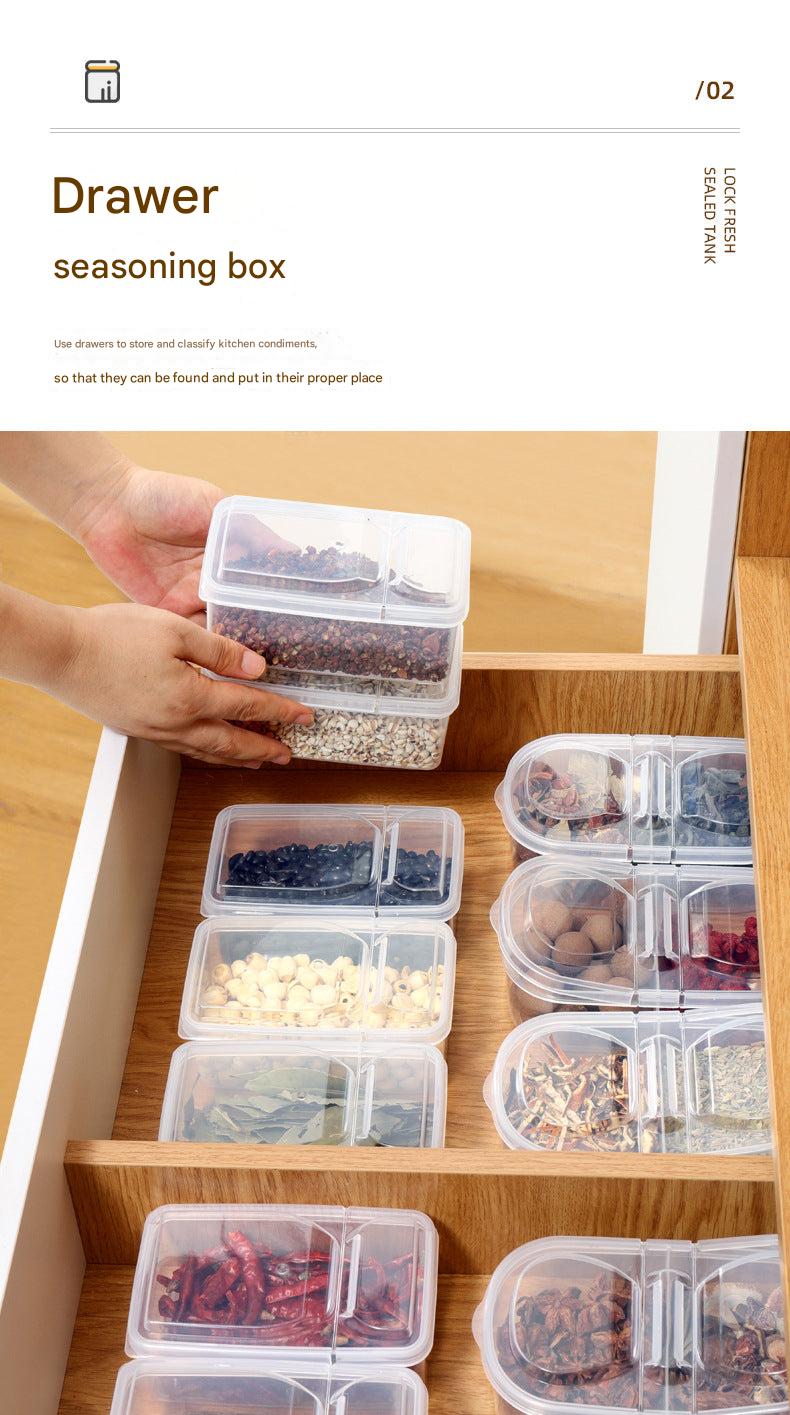 Airtight spice container showcasing food-safe plastic material