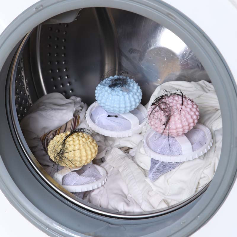 pink 2-in-1 laundry cleaning ball and hair catcher