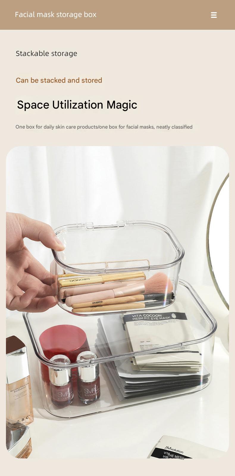 Different angles of transparent acrylic storage container