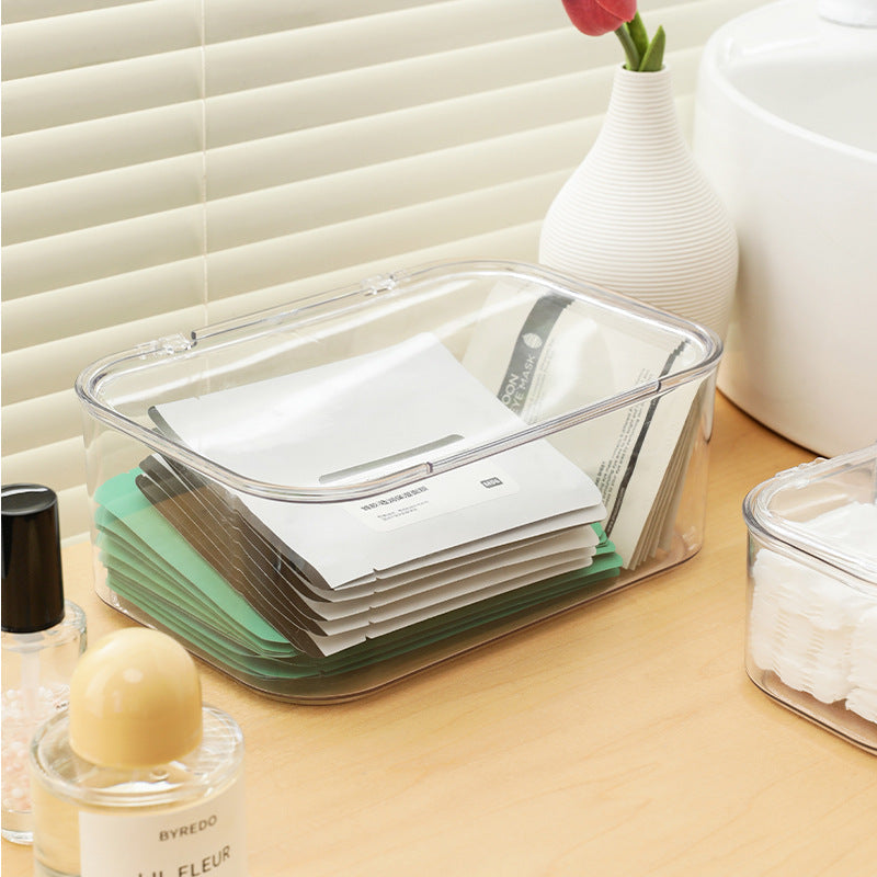 Different angles of transparent acrylic storage container