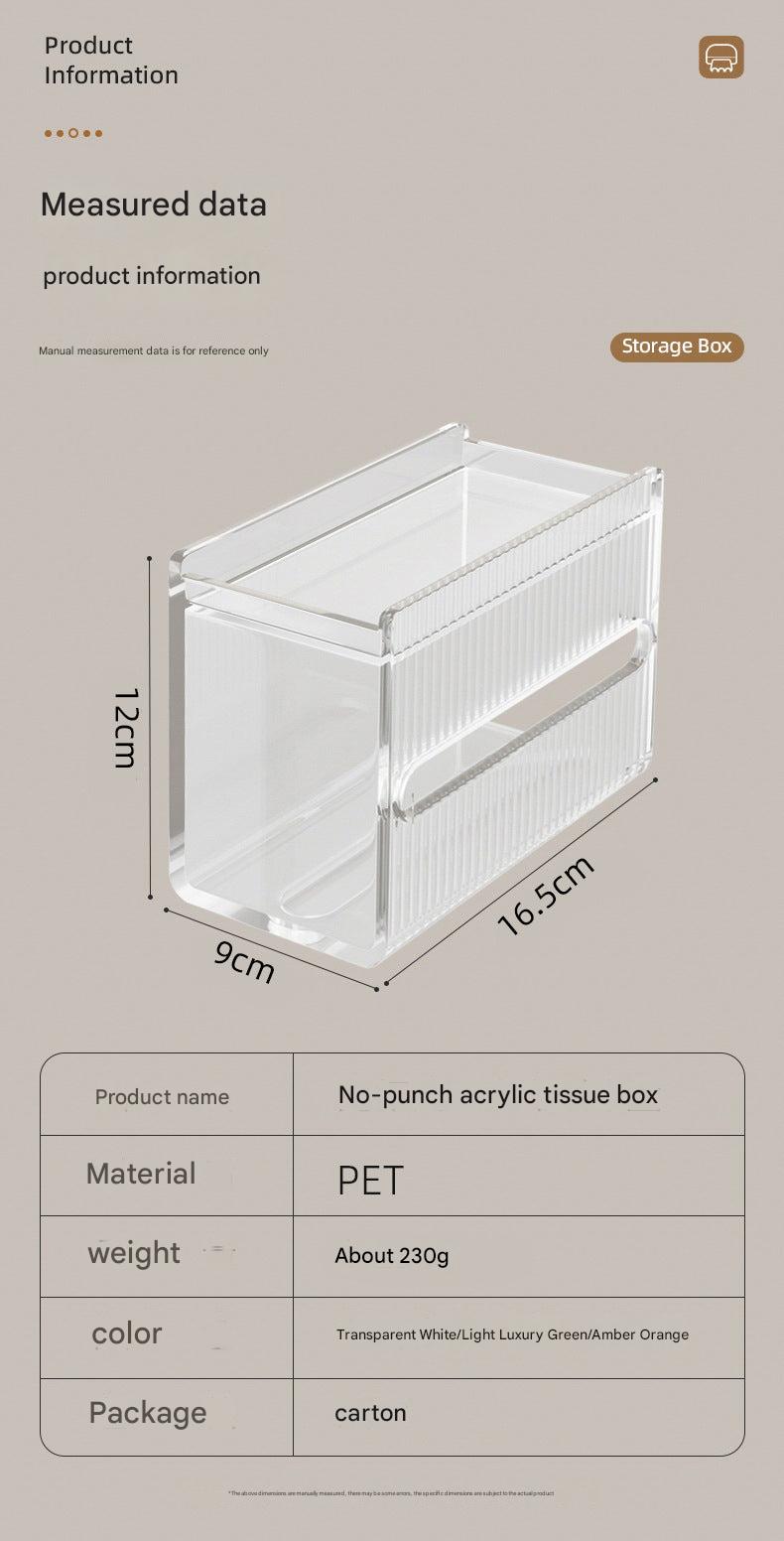 Image of stylish waterproof wall-mounted acrylic tissue box in white