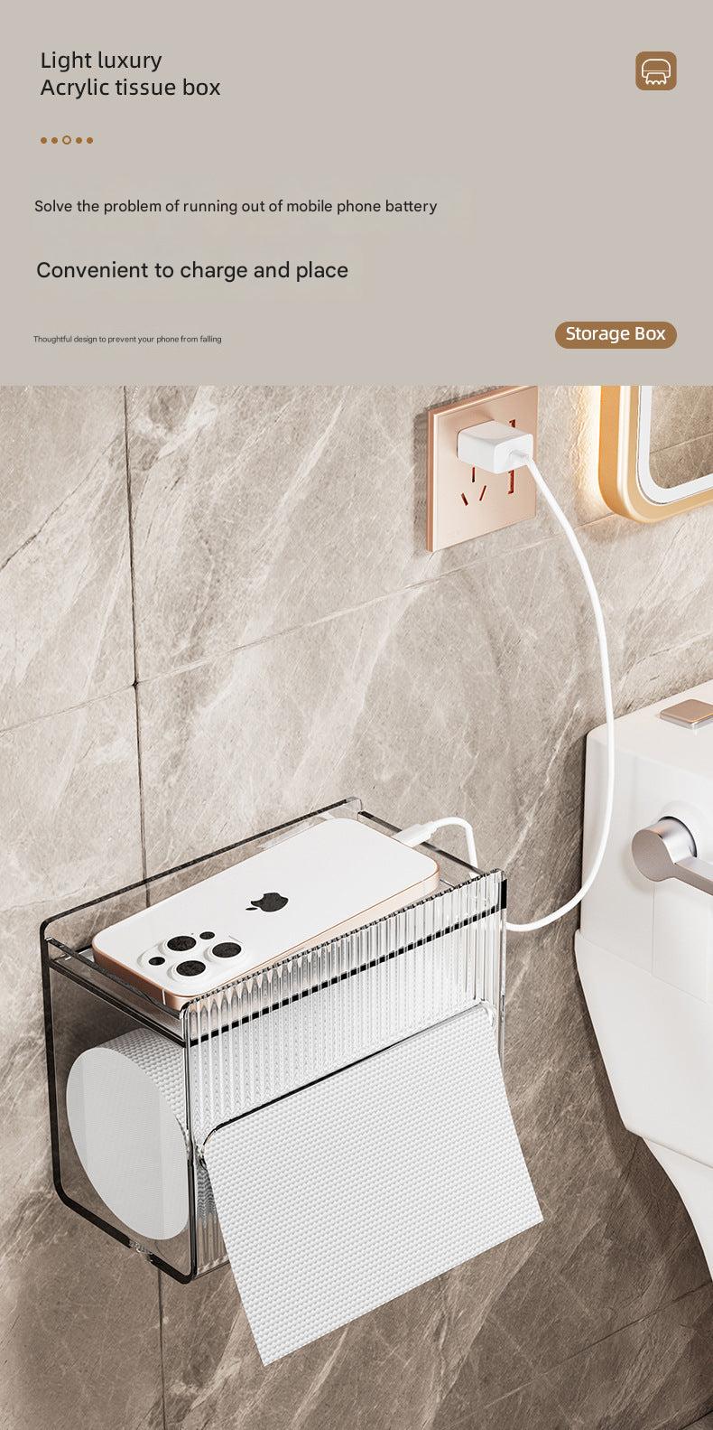 Close-up of waterproof tissue box with no drill installation